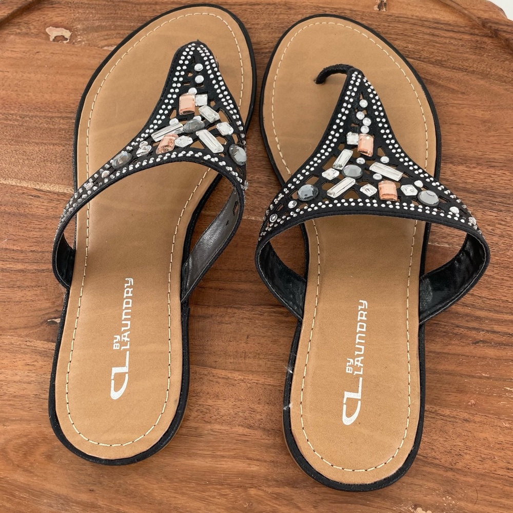 CL Laundry Beaded Sandals black silver, size 8.5 - Picture 3 of 7